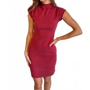 NEW ADELINE bodycon mini dress in maroon